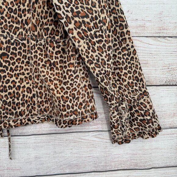 Pamela McCoy Collections Leopard Print Leather Blazer Women's Large Beige - Picture 14 of 15